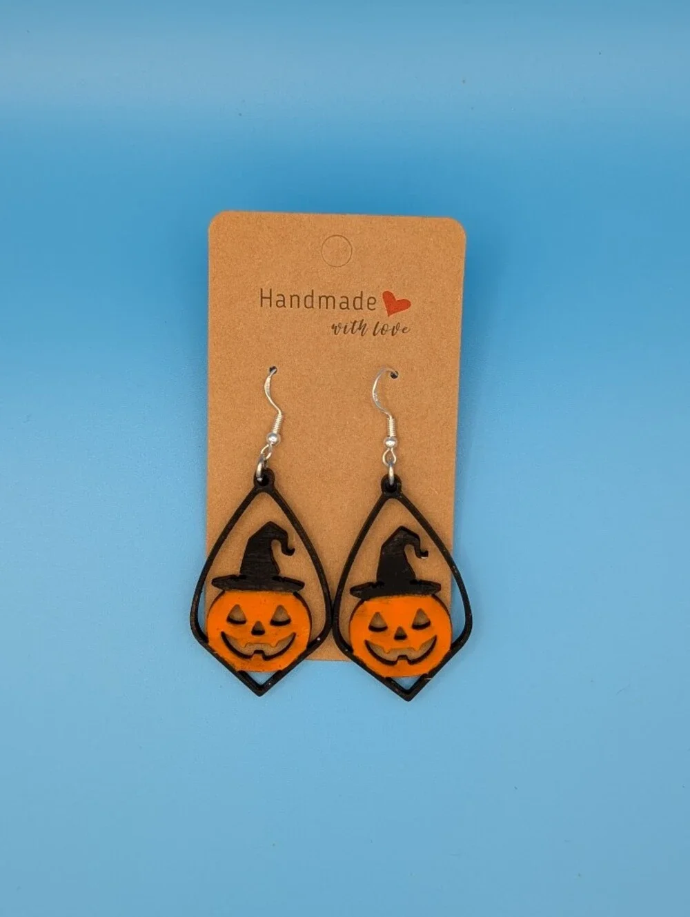 Halloween Pumpkin Dangle Earrings - Orange and Black
